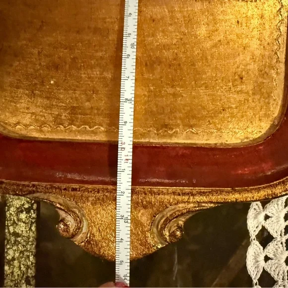 Vintage Tray Vietri Venetian Florentine Gilt with Red Gold Accents Made in Italy - Picture 10 of 11
